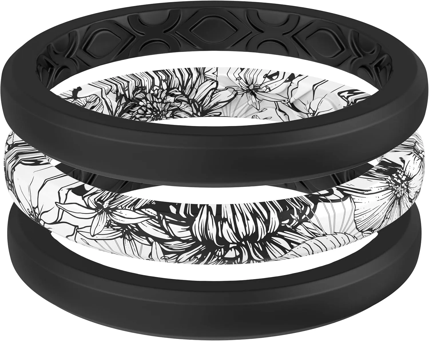 ThunderFit Stackable Silicone Rings for Women, Breathable Rubber Wedding Bands - Braided Design 3mm Wide 1.8mm Thick - 3/8 Variety Multipack