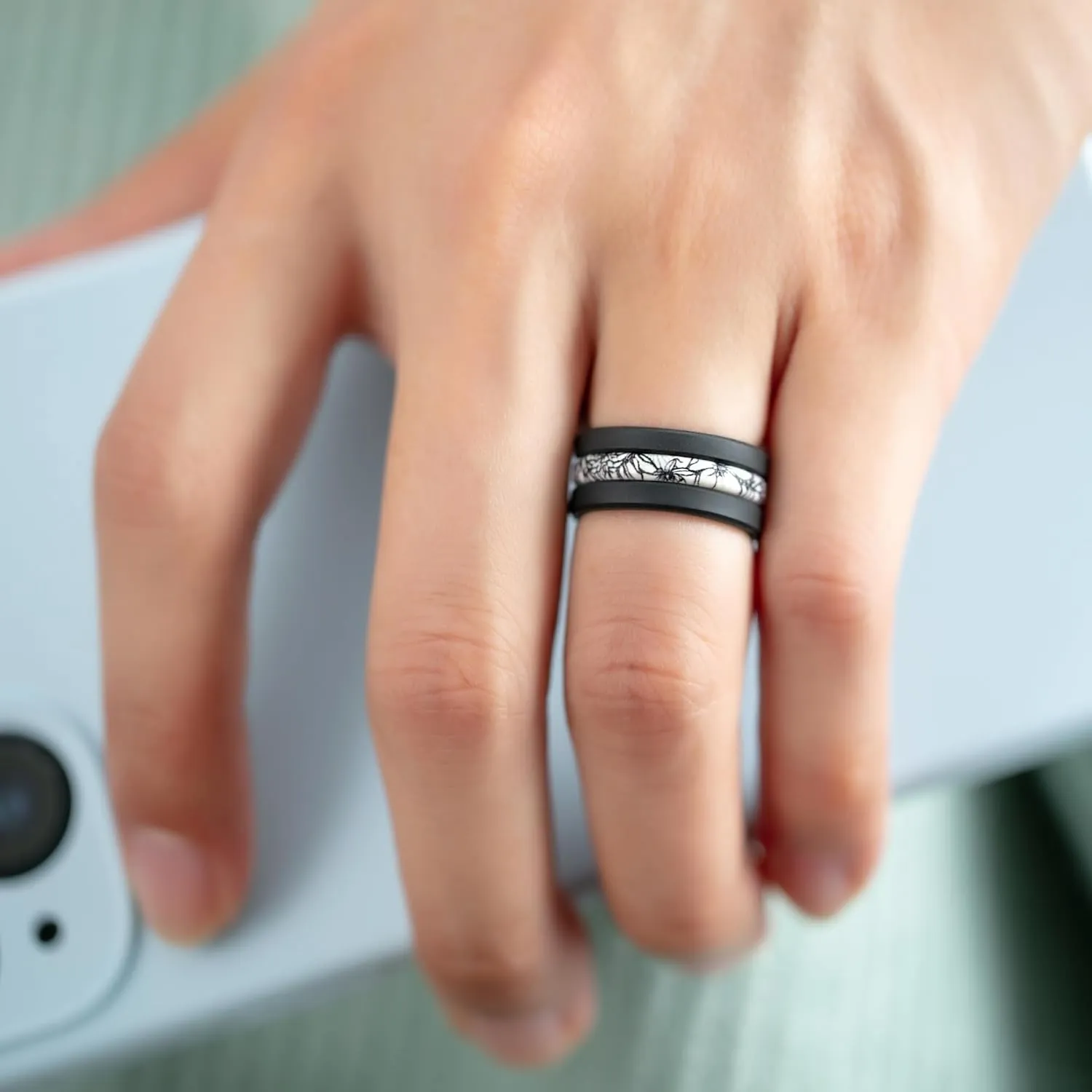 ThunderFit Stackable Silicone Rings for Women, Breathable Rubber Wedding Bands - Braided Design 3mm Wide 1.8mm Thick - 3/8 Variety Multipack