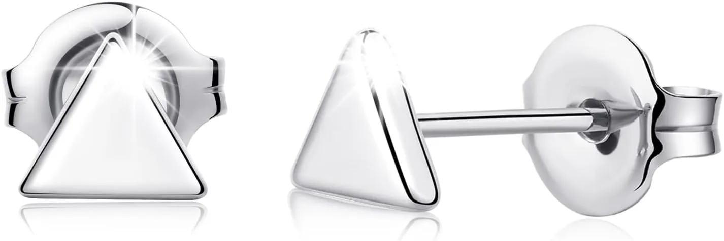 Titanium Earrings, Hypoallergenic Stud Earrings for Women Men Sensitive Ears Bar/Butterfly/Triangle/Square Premium High Polished (Shiny Grey)