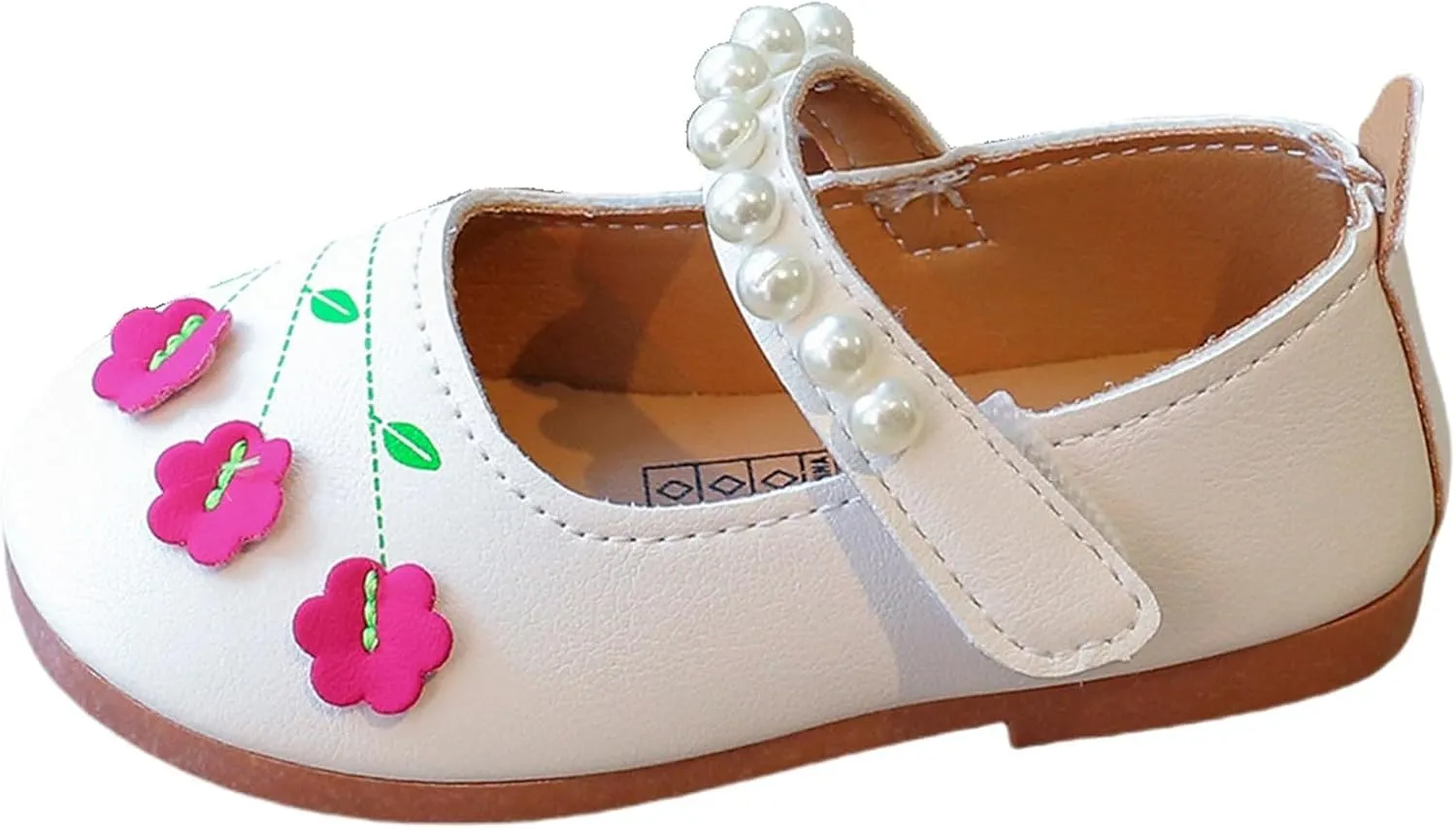 Toddler Girls Leather Wedding Sandals Beaded Strap Closed Toe Ankle Low Heel Dance Shoes Baby Sole Non Slip Sandals