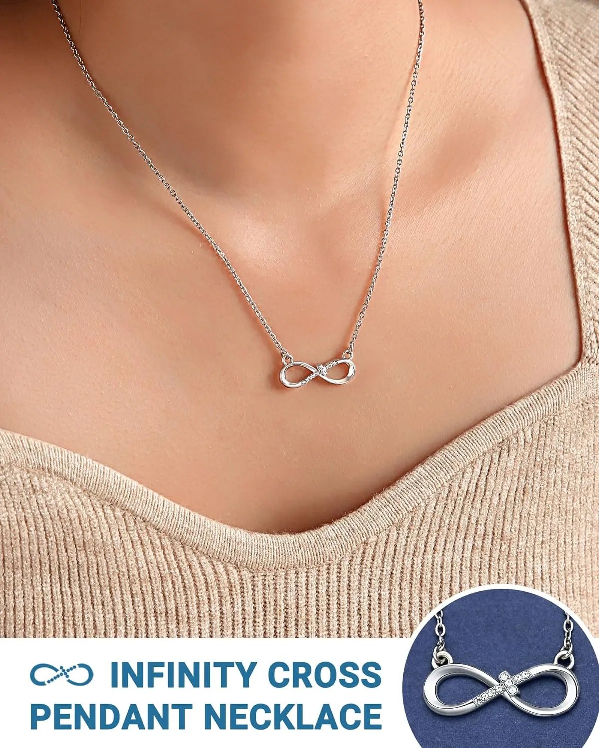 UNGENT THEM Love is Forever Infinity Cross Necklace for Granddaughter Daughter Birthday Christmas Valentines Religious Easter Gifts