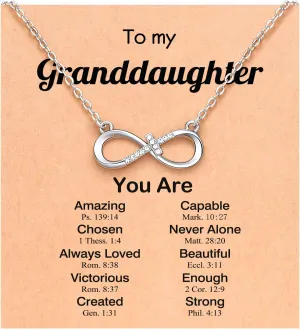 UNGENT THEM Love is Forever Infinity Cross Necklace for Granddaughter Daughter Birthday Christmas Valentines Religious Easter Gifts