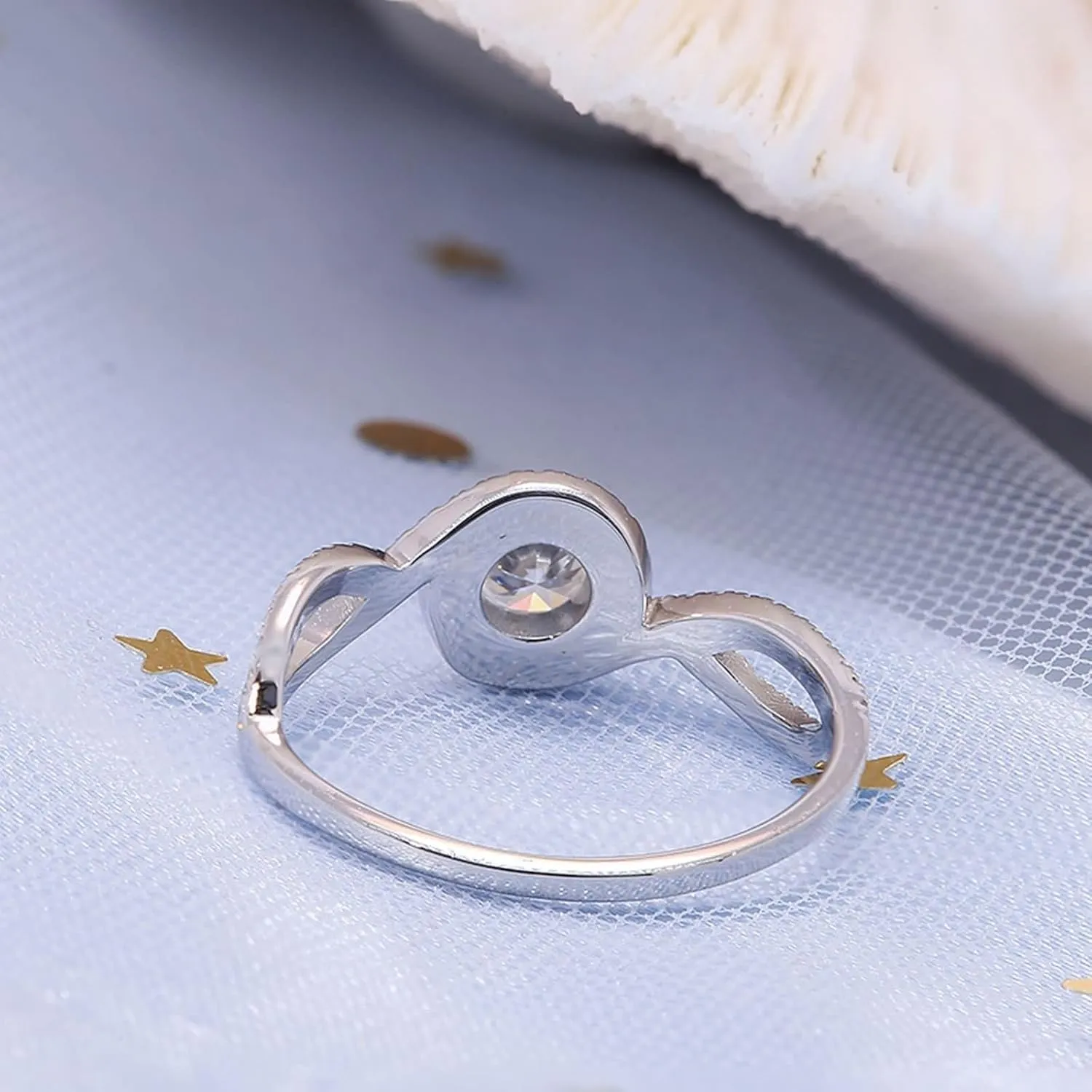 Unique White Gold Wedding Band Sets, Ring Sets Women 4 Prong Round 6.5x6.5mm with 1ct Moissanite