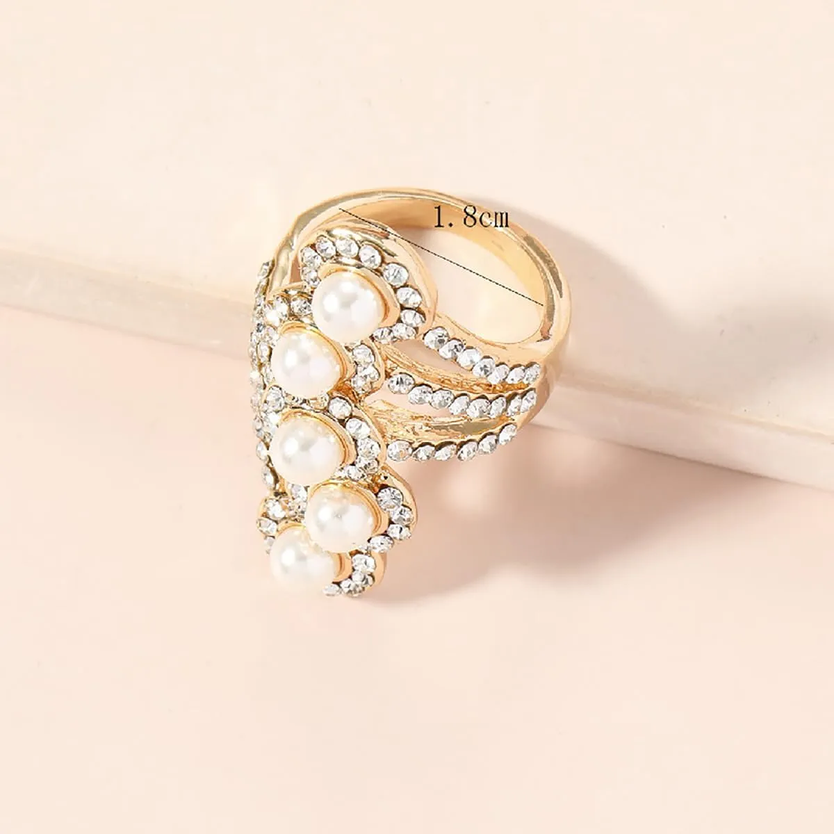 Vintage Pearl Cluster Rings - Adjustable Open Full Finger Pearl Statement Rings for Women