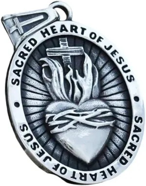 Vintage Stainless Steel Ladies Mens Biker Punk Sacred Heart Of Jesus God Pendant Necklace For Man Women VHM6008