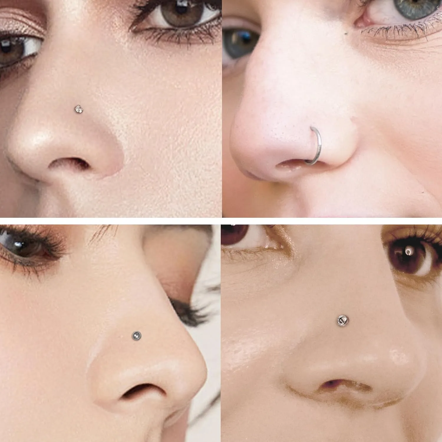 Vsnnsns 20G Nose Rings Studs Piercing Jewelry for Women 316L Surgical Stainless Steel L Shaped Corkscrew Straight Butterfly Heart Diamond CZ Hoop Nose Rings Studs Nostril Piercing Jewelry Silver Gold