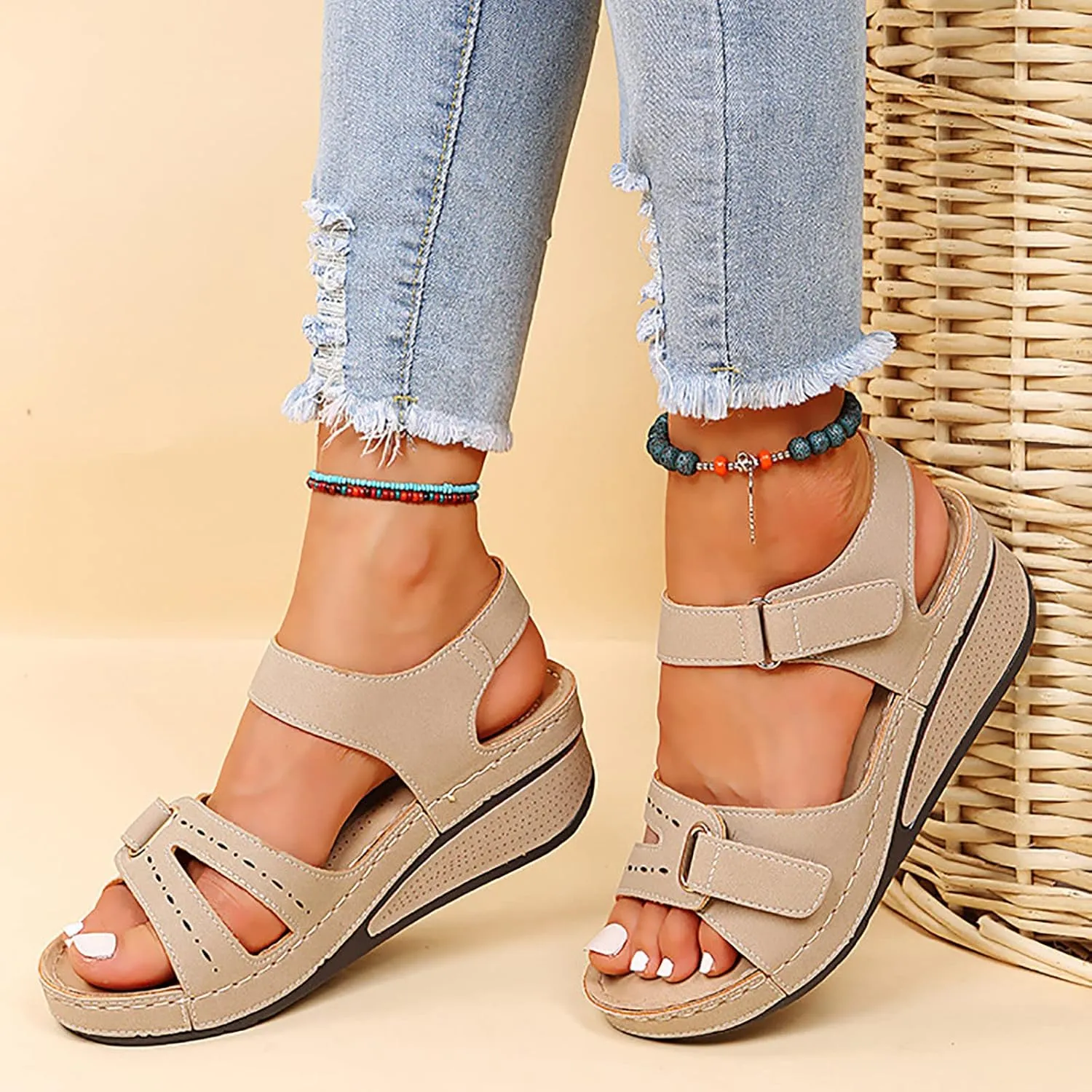 Wedge Sandals for Women Platform Open Toe Wedge Sandals Womens Comfortable Dressy Wide Width Sandals Summer Sandal Shoes