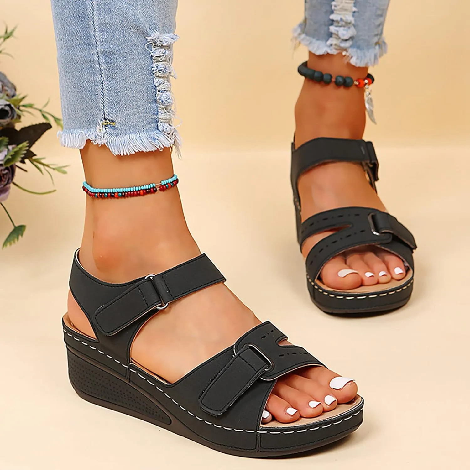 Wedge Sandals for Women Platform Open Toe Wedge Sandals Womens Comfortable Dressy Wide Width Sandals Summer Sandal Shoes
