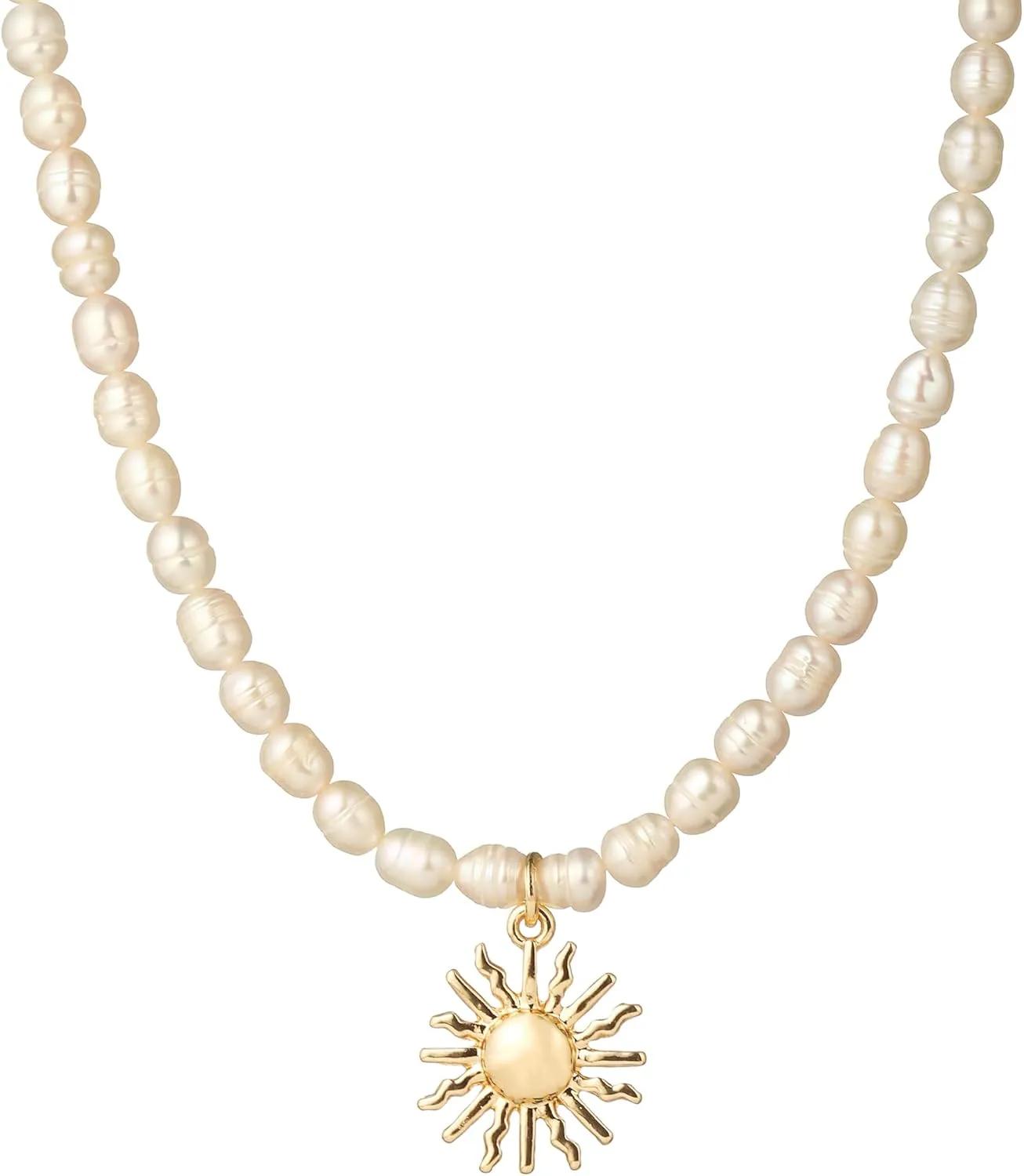 wgoud Natural Freshwater Pearl Choker Necklace for Women, Trendy 14K Gold Plated Pearl Necklaces Handmade Jewelry Gift