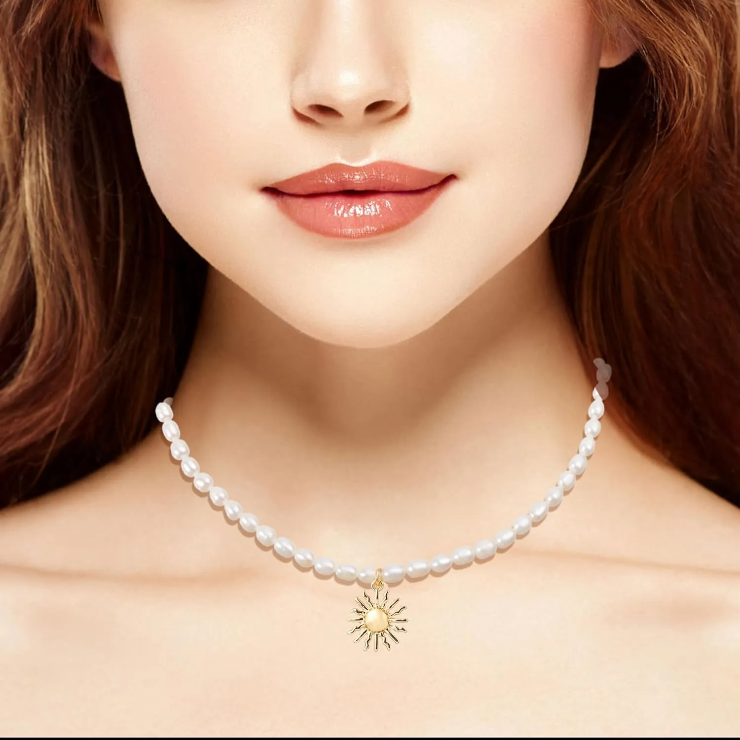 wgoud Natural Freshwater Pearl Choker Necklace for Women, Trendy 14K Gold Plated Pearl Necklaces Handmade Jewelry Gift