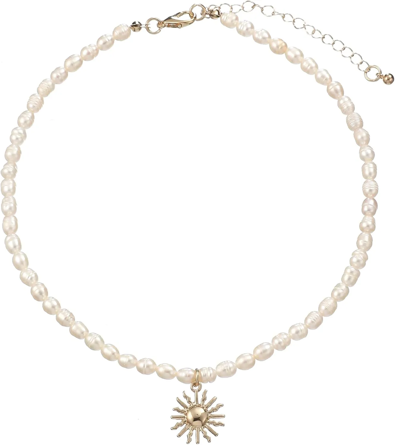 wgoud Natural Freshwater Pearl Choker Necklace for Women, Trendy 14K Gold Plated Pearl Necklaces Handmade Jewelry Gift