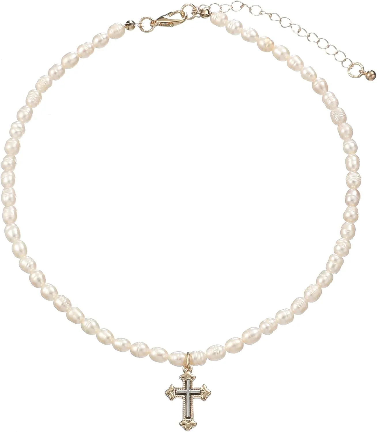 wgoud Natural Freshwater Pearl Choker Necklace for Women, Trendy 14K Gold Plated Pearl Necklaces Handmade Jewelry Gift