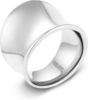 Wide Statement Band Rings for Women and MenHigh 14K Gold Plated Polish Large Thumb Index Full Finger Rinds Size 6-11Gold and Silver