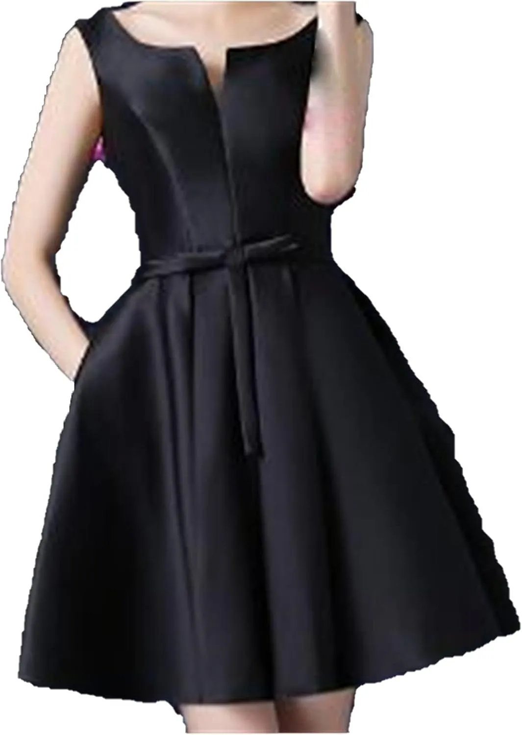Women Casual Dresses Swing Tea Dress Cocktail Vintage A-Line Midi Party Dress Cap Sleeve Pleated Flared Dresses