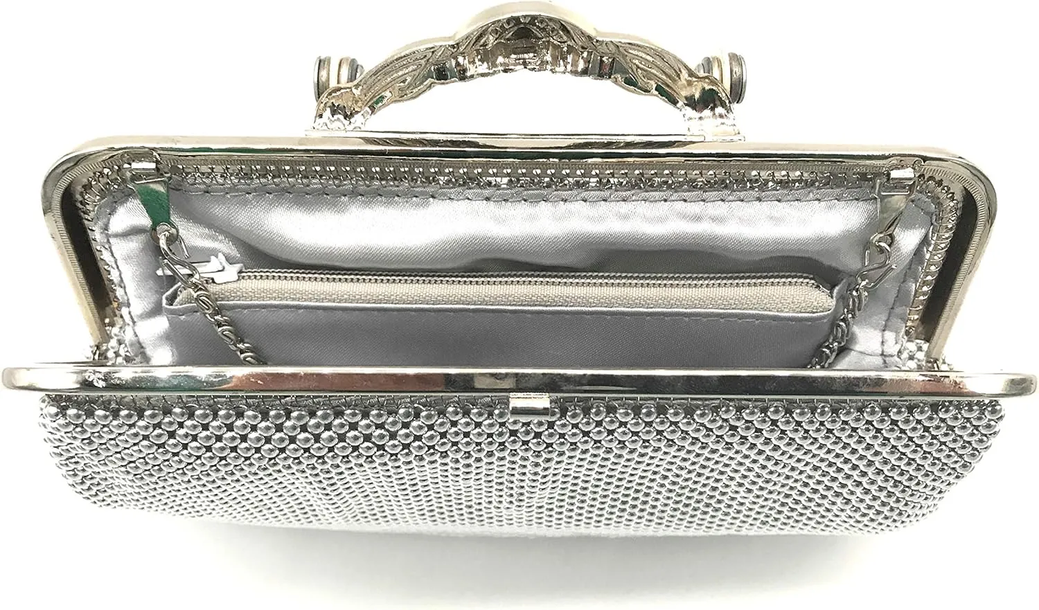 Women clutch metal beaded mesh evening purse for Cocktail Party Prom Wedding Banquet