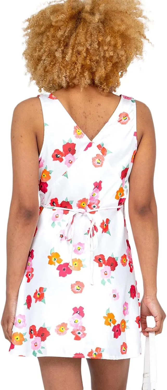 Women Y2k Floral Deep V Neck Mini Dress Sleeveless Low Cut Cutout Backless Slip Mini Dress