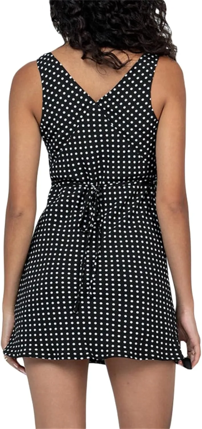 Women Y2k Floral Deep V Neck Mini Dress Sleeveless Low Cut Cutout Backless Slip Mini Dress