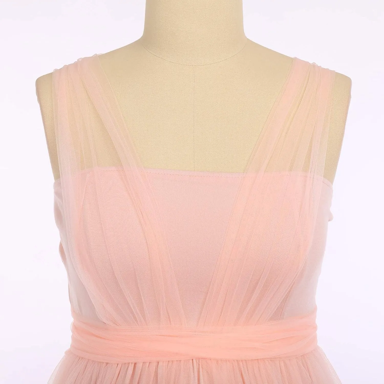 Women's Convertible Multi Way Wrap Tulle Maternity Dress Fit Maxi Off Shoulder Evening Gown for Photoshoot Baby Shower
