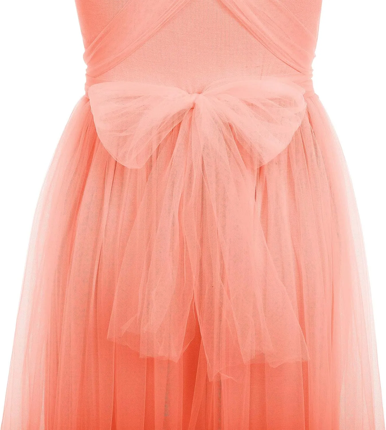Women's Convertible Multi Way Wrap Tulle Maternity Dress Fit Maxi Off Shoulder Evening Gown for Photoshoot Baby Shower
