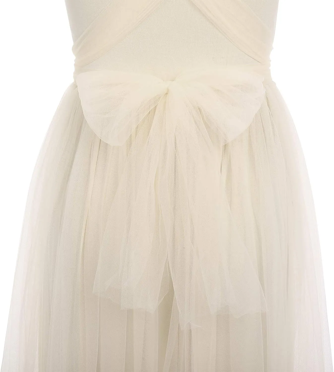 Women's Convertible Multi Way Wrap Tulle Maternity Dress Fit Maxi Off Shoulder Evening Gown for Photoshoot Baby Shower