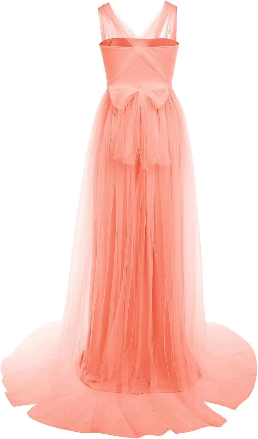 Women's Convertible Multi Way Wrap Tulle Maternity Dress Fit Maxi Off Shoulder Evening Gown for Photoshoot Baby Shower