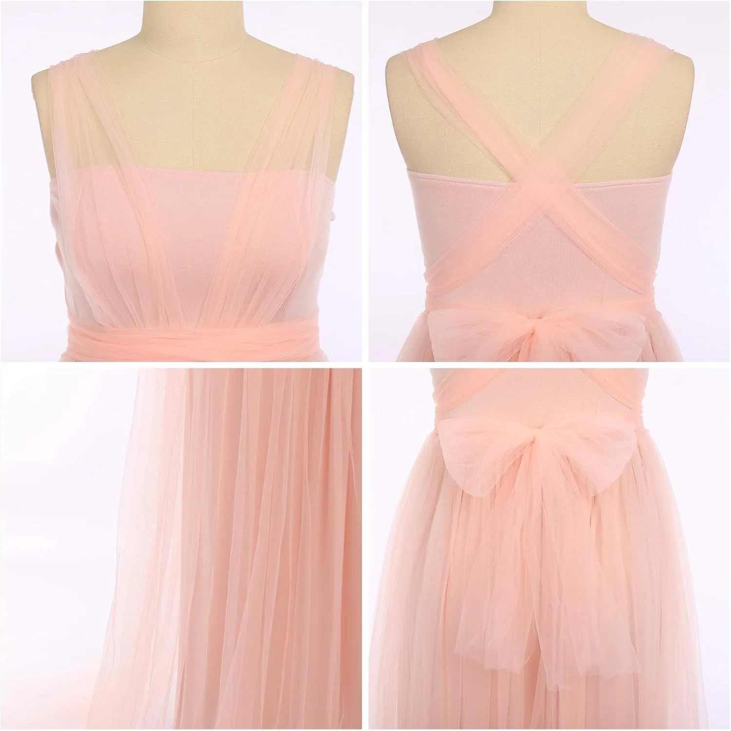 Women's Convertible Multi Way Wrap Tulle Maternity Dress Fit Maxi Off Shoulder Evening Gown for Photoshoot Baby Shower