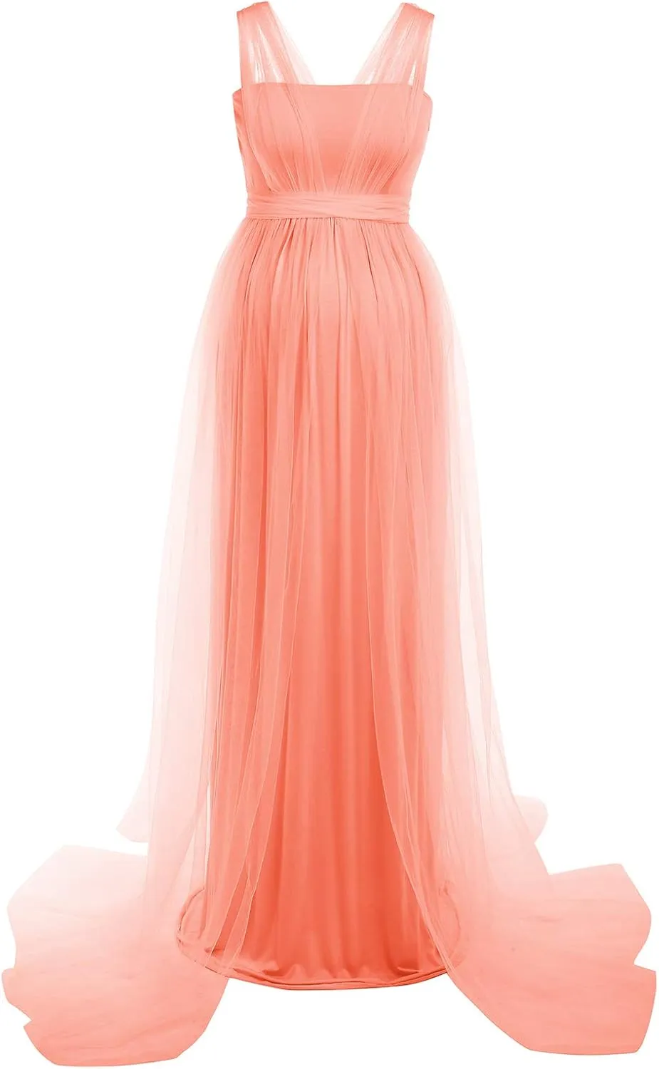 Women's Convertible Multi Way Wrap Tulle Maternity Dress Fit Maxi Off Shoulder Evening Gown for Photoshoot Baby Shower