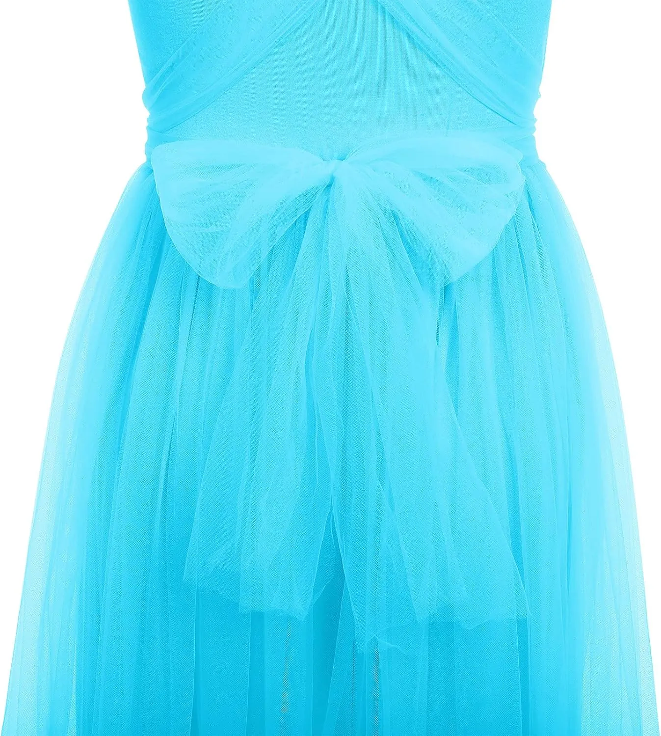 Women's Convertible Multi Way Wrap Tulle Maternity Dress Fit Maxi Off Shoulder Evening Gown for Photoshoot Baby Shower