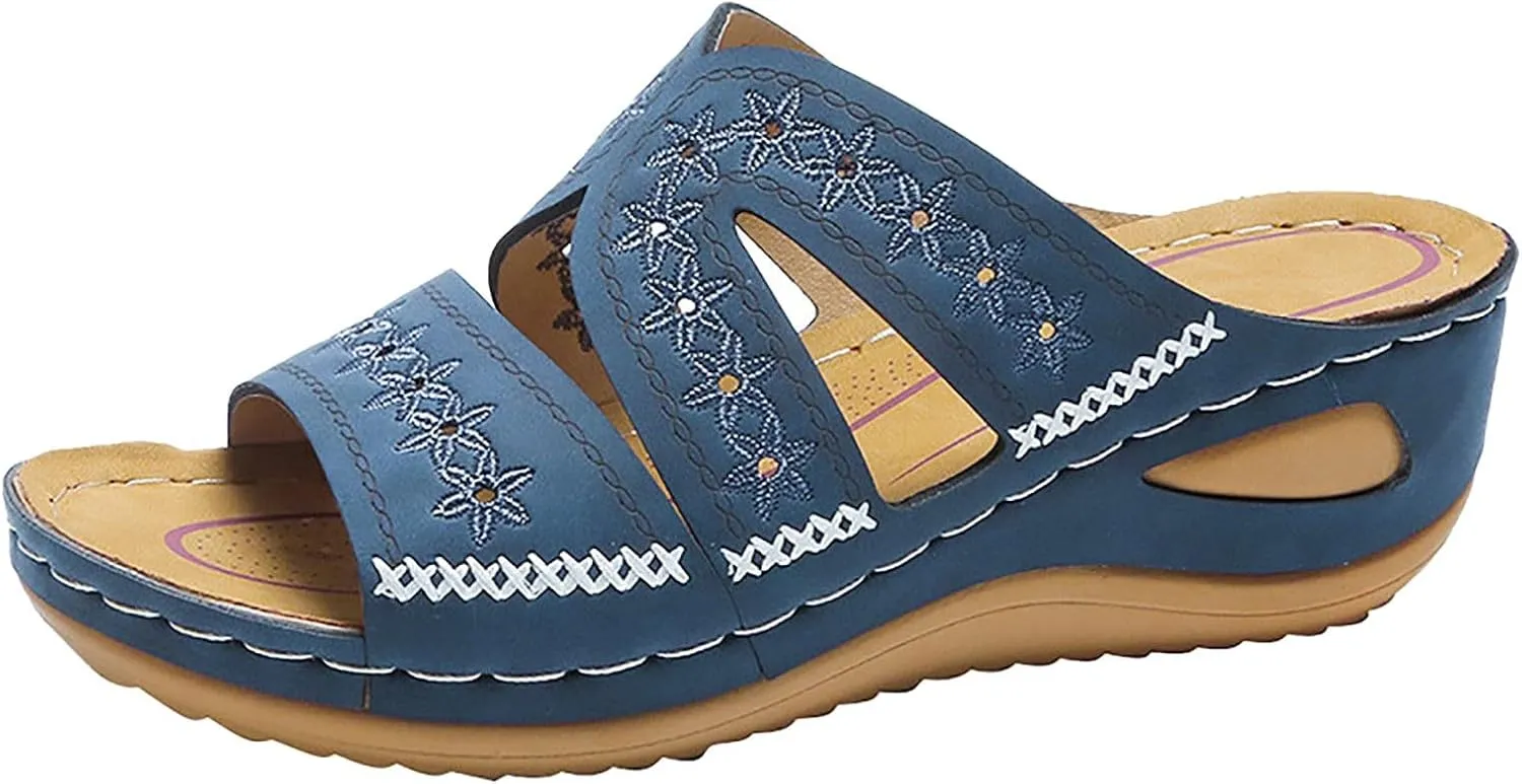Womens Sandals Comfortable Dressy Wedge Sandals Wide Width Orthopedic Sandals Hollow Out Mesh Casual Sports Sandals