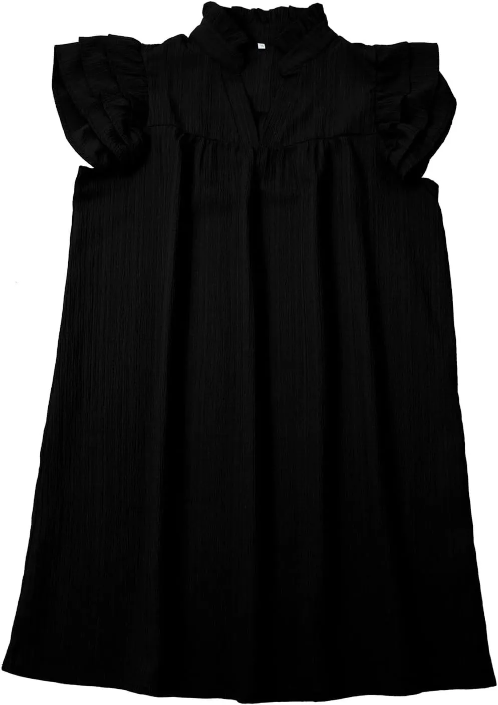 Womens Summer V-Neck Ruffle Cap Short Sleeve Pockets Mini Dress Sundress Boho Hawaiian Floral Tank Babydoll Dresses