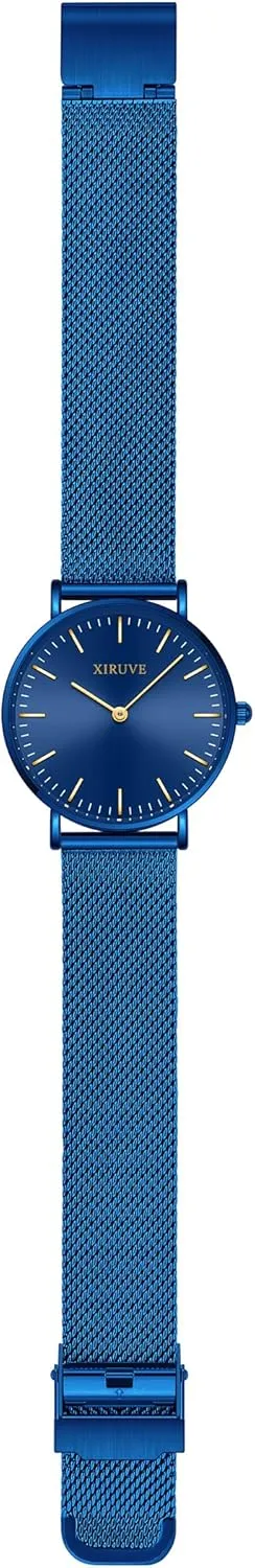 Women's Ultra Thin 6.5mm Minimalist Stainless Steel Mesh Strap Analog Quartz Bracelet Watch