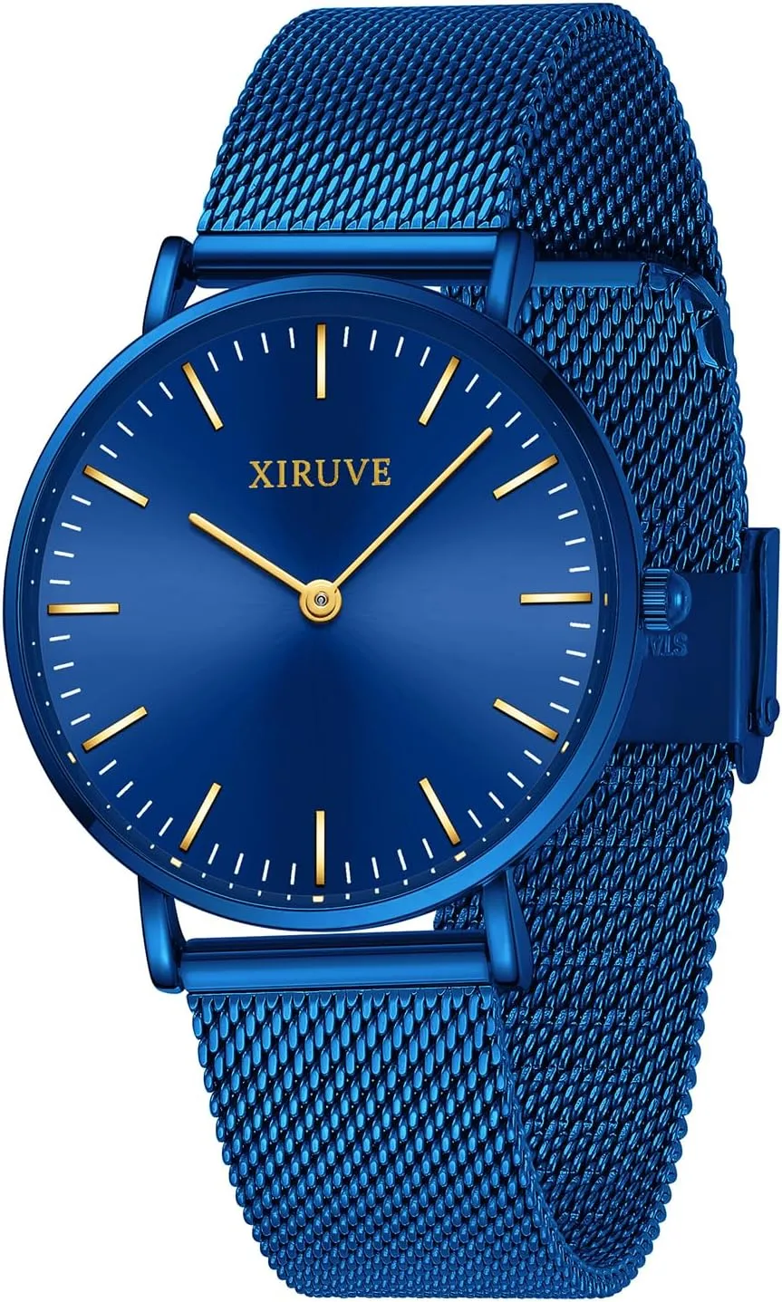 Women's Ultra Thin 6.5mm Minimalist Stainless Steel Mesh Strap Analog Quartz Bracelet Watch