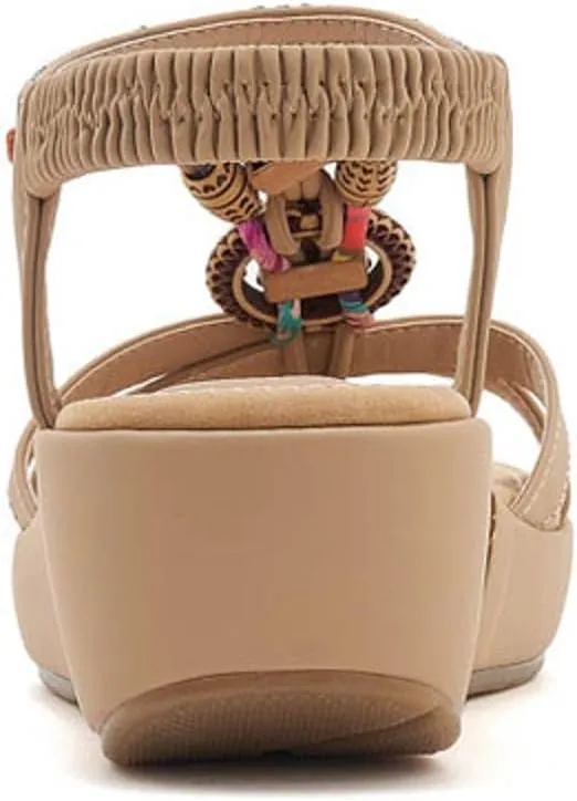 Women's Wedge Sandals Orthopedic Bohemian Platform Sandals Jeweled Beaded Sandals Ankle Strap Dressy 2025 Summer Beach Shoes