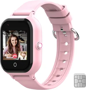 wonlex Kids Smart Watch with GPS Tracker and Calling, 4G Smartwatches Girls Boys with SIM Card SOS Camera Voice Video Call School Mode for Kids Children Aged 4-12 Birthday Gifts (Pink)