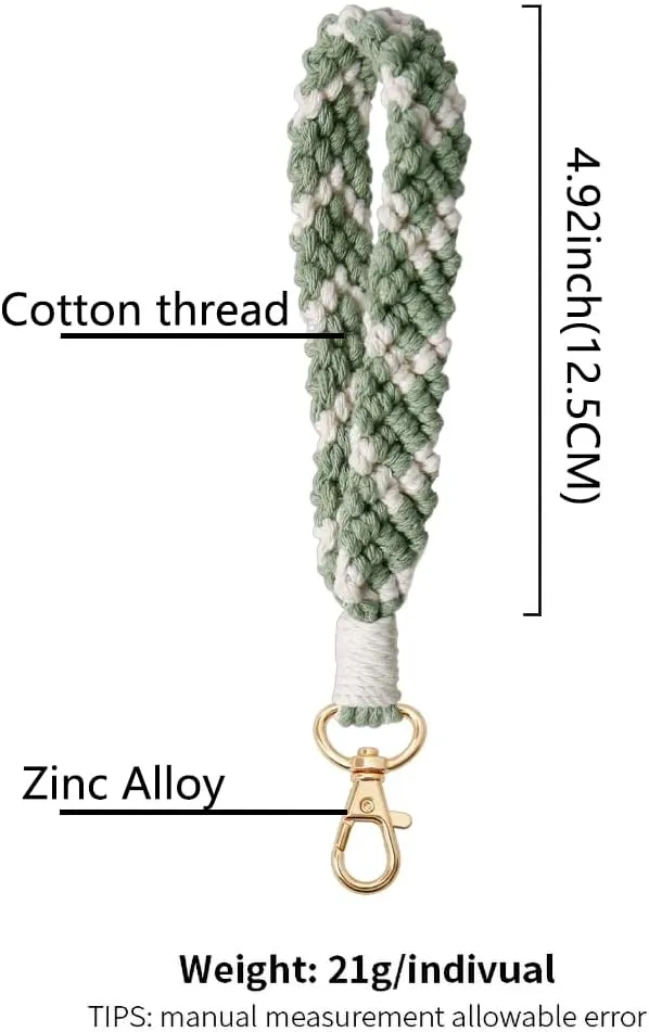 XGALBLA Boho Macrame Keychain Bracelet Handmade Wristlet Keyring Two-tone Wrist Lanyard for Women Girls