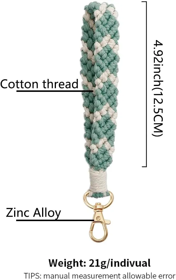 XGALBLA Boho Macrame Keychain Bracelet Handmade Wristlet Keyring Two-tone Wrist Lanyard for Women Girls