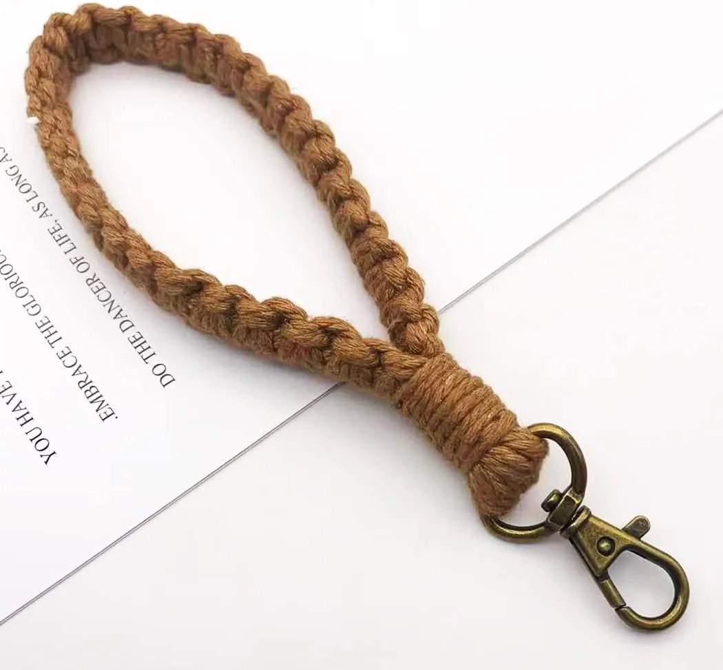 XGALBLA Macrame Keychain Boho Handmade Wristlet Bracelet Keychain Wrist Lanyard Handmade Weave Exquisite Holder for Women