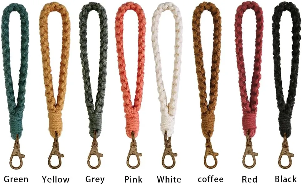 XGALBLA Macrame Keychain Boho Handmade Wristlet Bracelet Keychain Wrist Lanyard Handmade Weave Exquisite Holder for Women