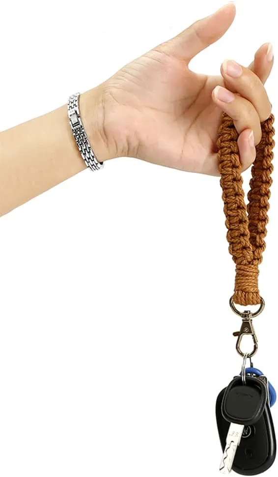 XGALBLA Macrame Keychain Boho Handmade Wristlet Bracelet Keychain Wrist Lanyard Handmade Weave Exquisite Holder for Women