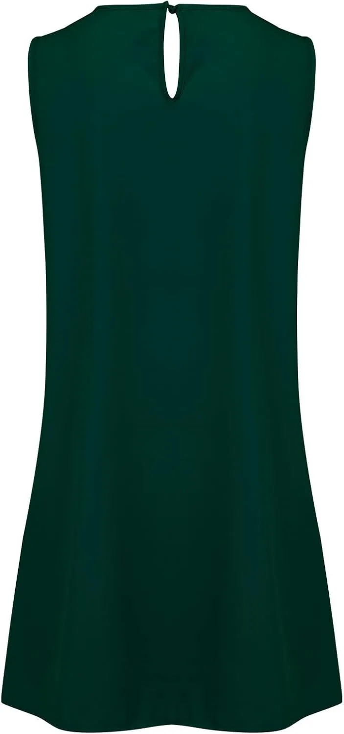 XOWRTE Women's Summer Dresses Round Neck Sleeveless Tank Dress Casual A-Line Sundresses Beach Vacation Clothes Mini Dress