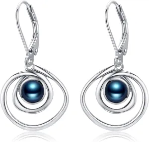 YAFEINI Black Pearl Earrings 925 Sterling Silver Cultured Pearl Dangling Drop Earrings Pearl Jewelry for Women
