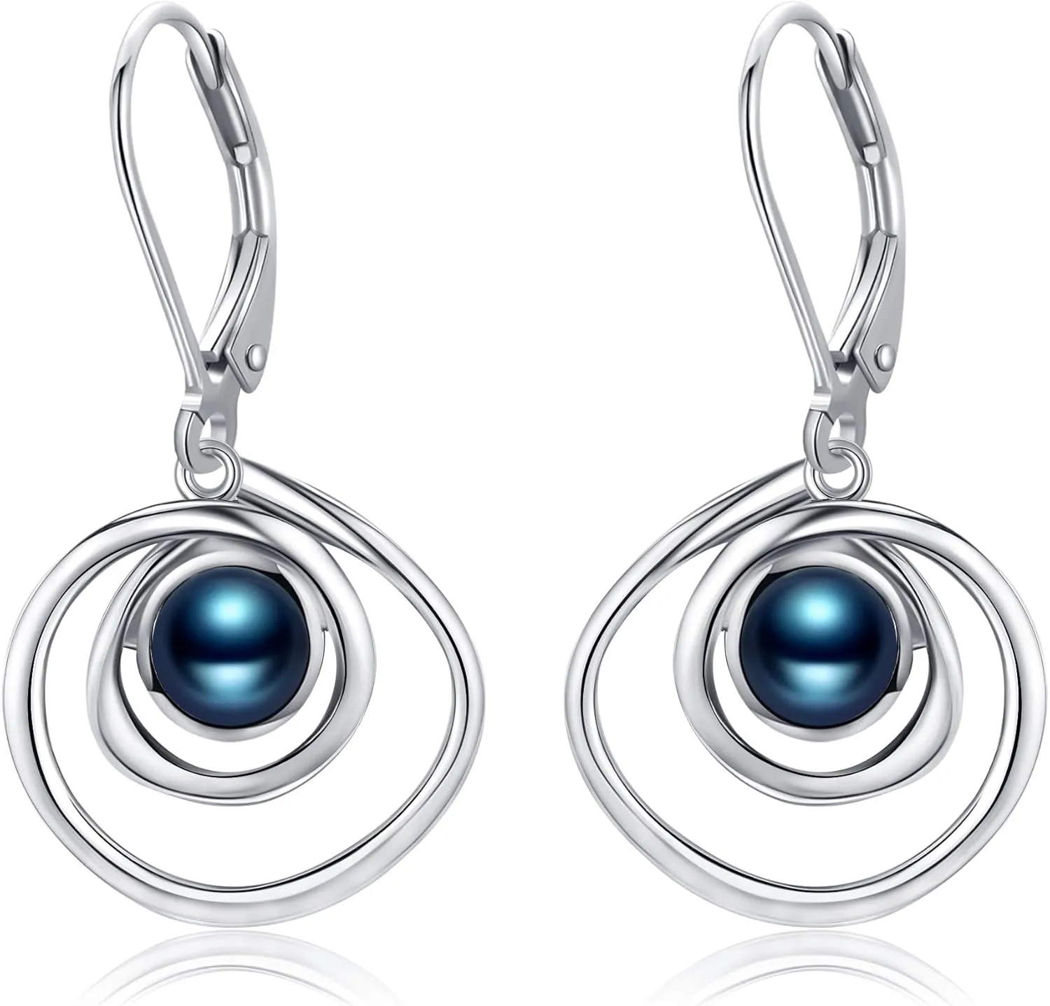 YAFEINI Black Pearl Earrings 925 Sterling Silver Cultured Pearl Dangling Drop Earrings Pearl Jewelry for Women