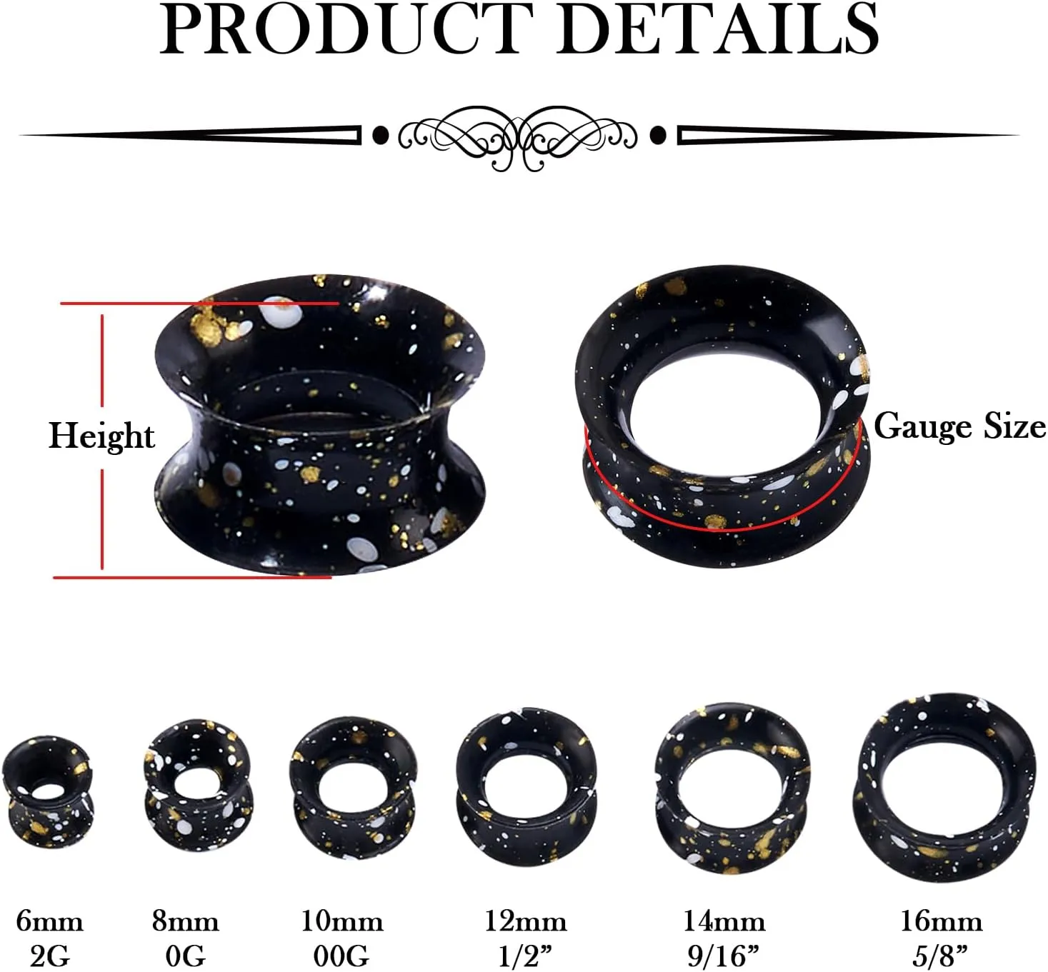 YOFANST 4pcs Soft Flexible Silicone Ear Tunnels Gauges for Ear Spots Piercing Jewelry Ear Gauges 2g-5/8 inch