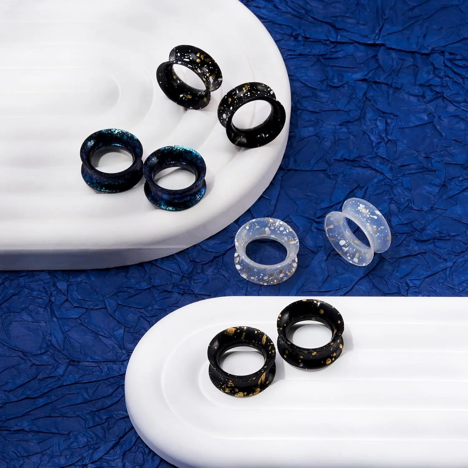 YOFANST 4pcs Soft Flexible Silicone Ear Tunnels Gauges for Ear Spots Piercing Jewelry Ear Gauges 2g-5/8 inch