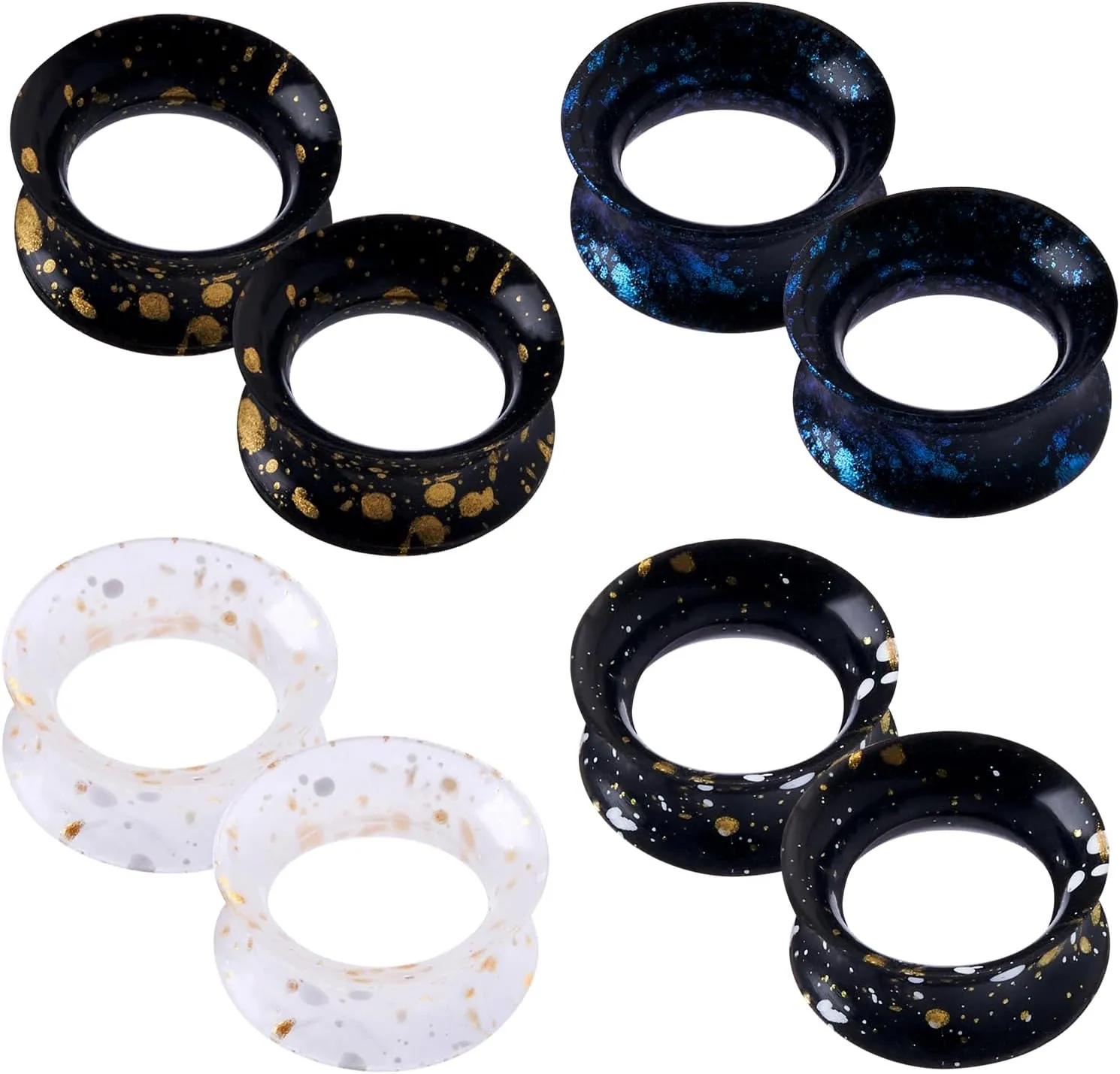 YOFANST 4pcs Soft Flexible Silicone Ear Tunnels Gauges for Ear Spots Piercing Jewelry Ear Gauges 2g-5/8 inch