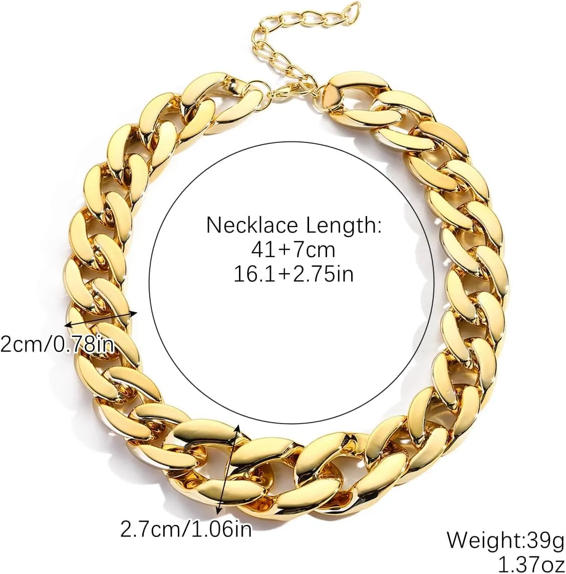 YOOESTORES82 Chunky Gold Cuban Chain Choker Necklaces,Trendy Punk Hip Hop Style Link Chain Necklaces,Dainty Exaggerated Accessories Jewelry Gifts for Women