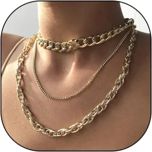 YOOESTORES82 Chunky Gold Layered Chain Necklaces, Thick Cuban Carabiner Chain Choker Necklaces, Exaggerated Punk Hip Hop Jewelry Gifts for Women
