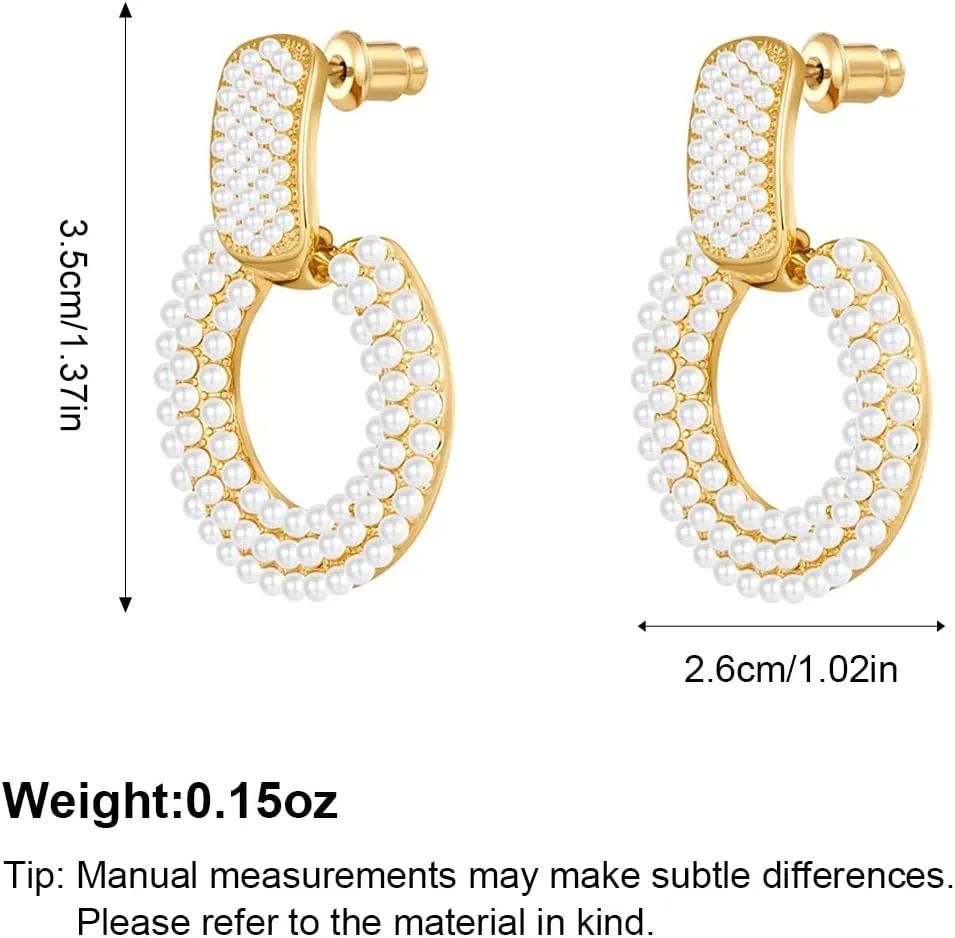 YUJIE Women's Chic Pearl Earrings Geometric Pearl Drop Earrings Pearl Dangle Earrings Jewelry