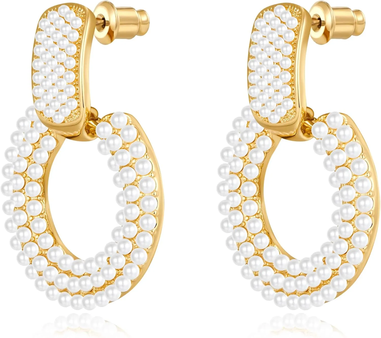 YUJIE Women's Chic Pearl Earrings Geometric Pearl Drop Earrings Pearl Dangle Earrings Jewelry