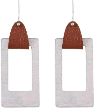 Zian Boho Silver Leather Earrings Handmade Hoop Earrings 80s Earrings Women'S Jewelry